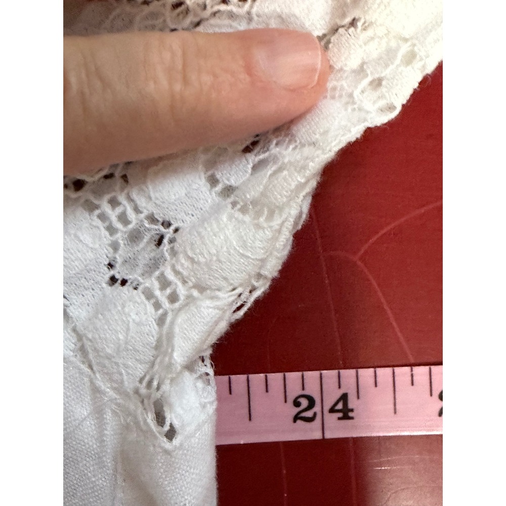 JJill Love Linen‎ White Lace Eyelet Sleeve Button Front Drawstring Blouse Jacket - Picture 9 of 11